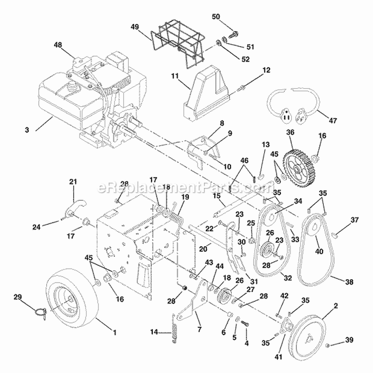 Discharge Chute Crank Diagram and Parts List for 932308 000101 Ariens Snow Blower