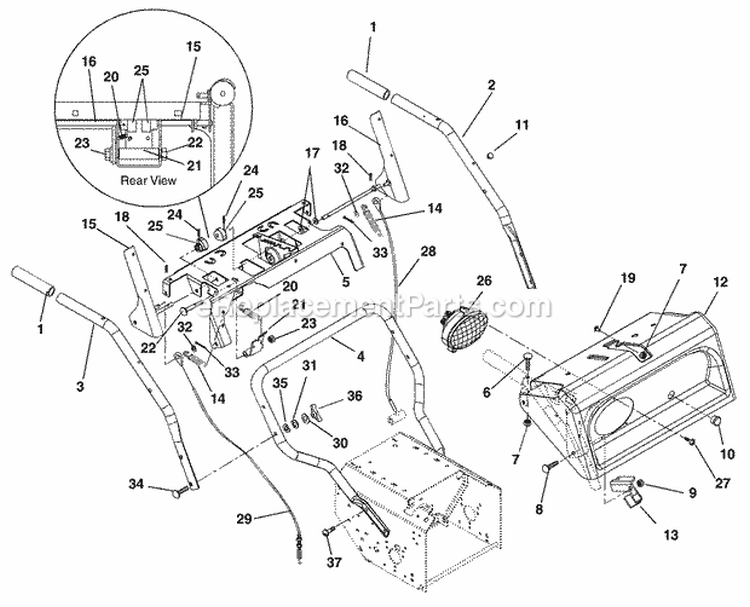 Speed Selector And Frame Diagram and Parts List for 932101 000101 Ariens Snow Blower