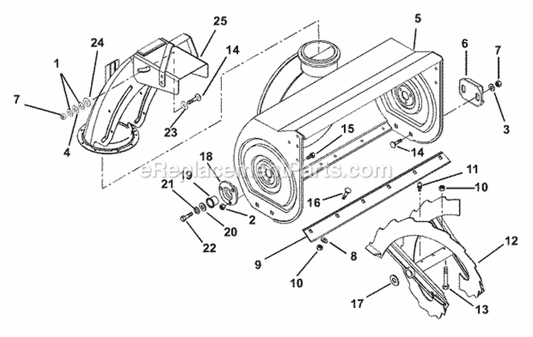 Auger And Chute Diagram and Parts List for 932104 000101 Ariens Snow Blower