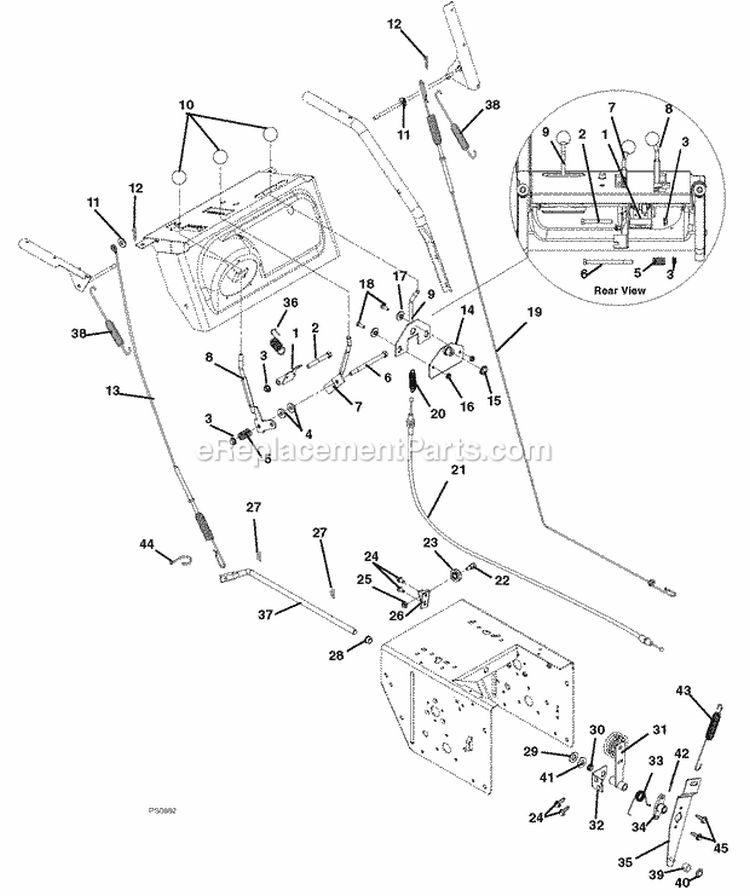 Cables And Controls Diagram and Parts List for 926314 000501 Ariens Snow Blower