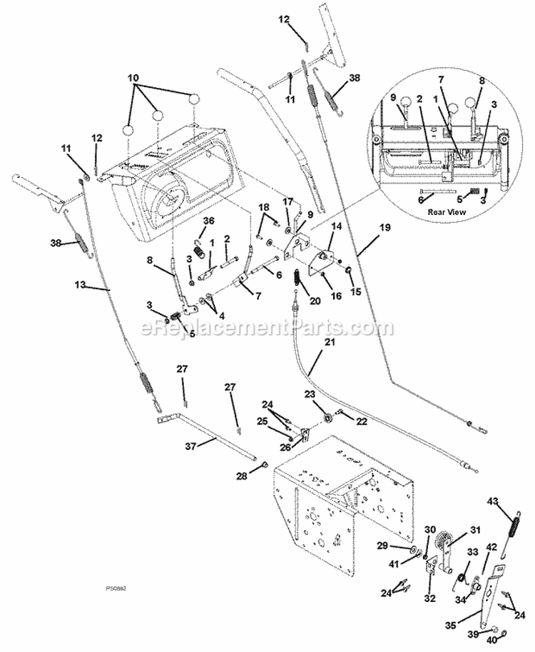 Cables And Controls Diagram and Parts List for 926310 001001 Ariens Snow Blower