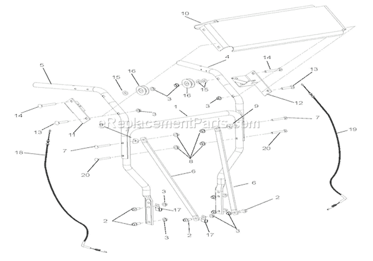 Handlebars Diagram and Parts List for 911407 000101 Ariens Lawn Mower