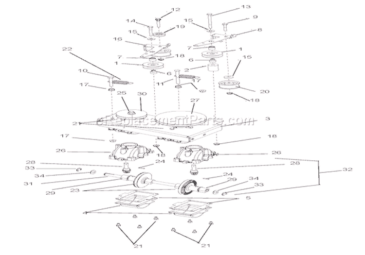 Transmission Diagram and Parts List for 911407 000101 Ariens Lawn Mower