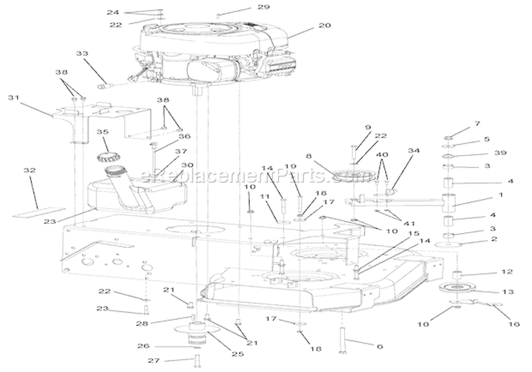Engine, Clutch & Idler Diagram and Parts List for 911410 000101 Ariens Lawn Mower