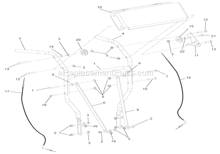 Handlebars Diagram and Parts List for 911410 000101 Ariens Lawn Mower