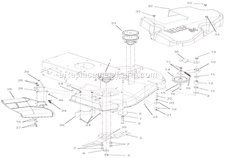 Deck Diagram and Parts List for 911413 000101 Ariens Lawn Mower