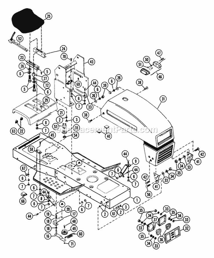 Frame Assembly Diagram and Parts List for 935005 002915 Ariens Lawn Tractor