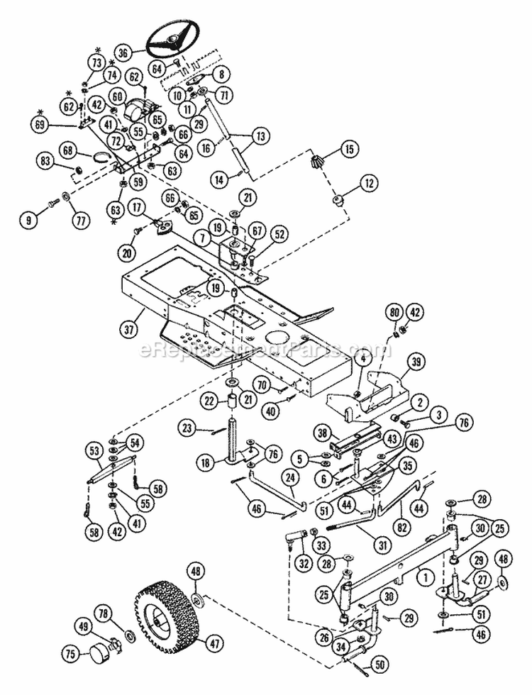 Front Axle, Steering & Electrical Diagram and Parts List for 935009 000101 Ariens Lawn Tractor