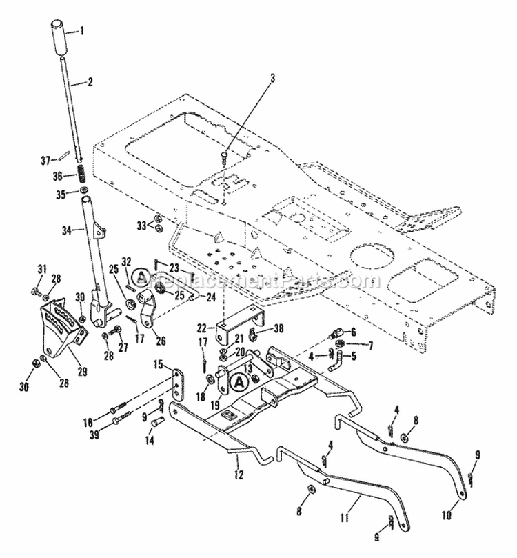 Attachment Lift Diagram and Parts List for 935005 004500 Ariens Lawn Tractor