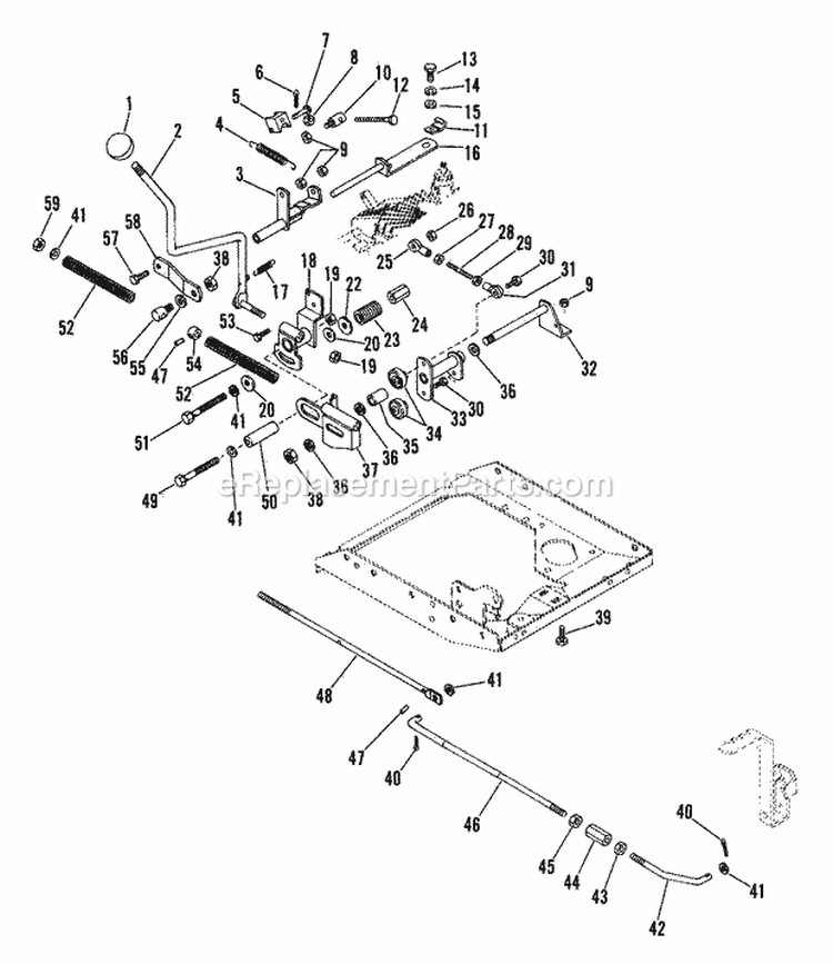 Hydro Speed Selector Diagram and Parts List for 935015 000101 Ariens Lawn Tractor