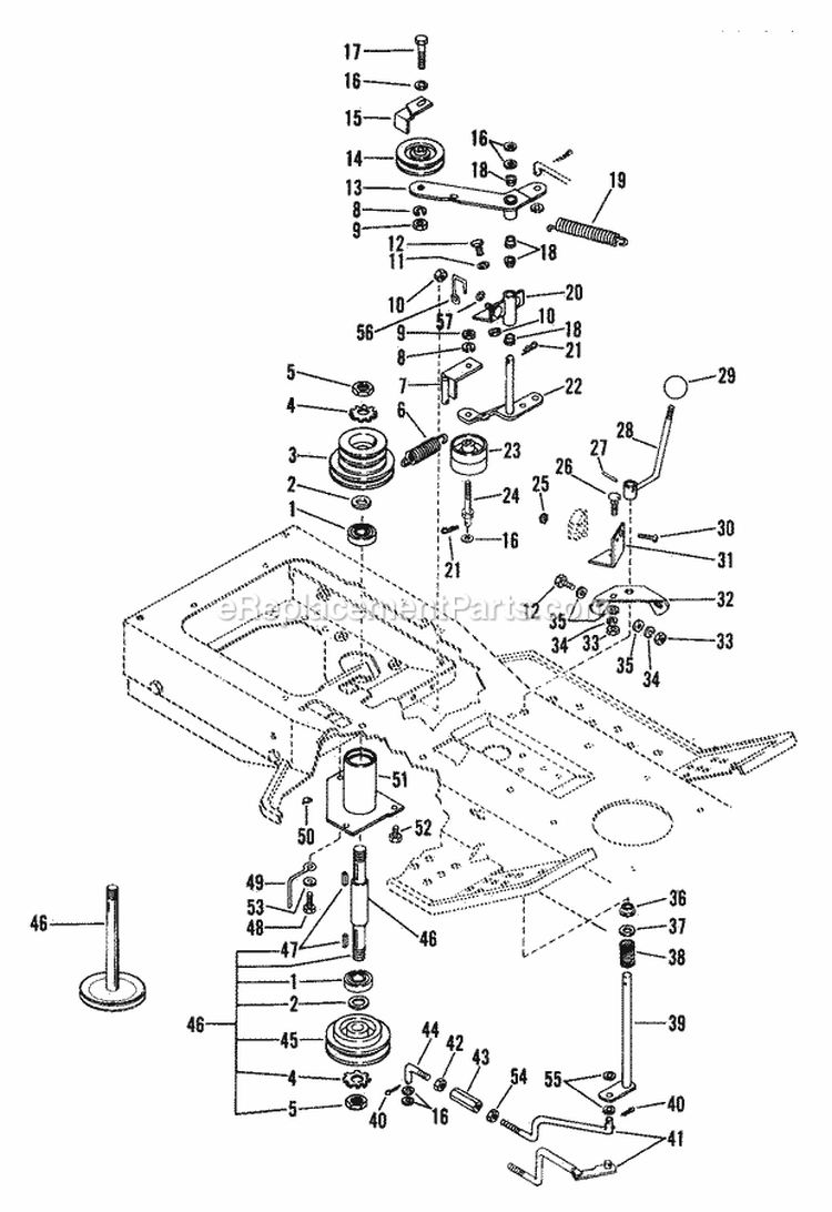 Power Take Off Diagram and Parts List for 935005 004500 Ariens Lawn Tractor