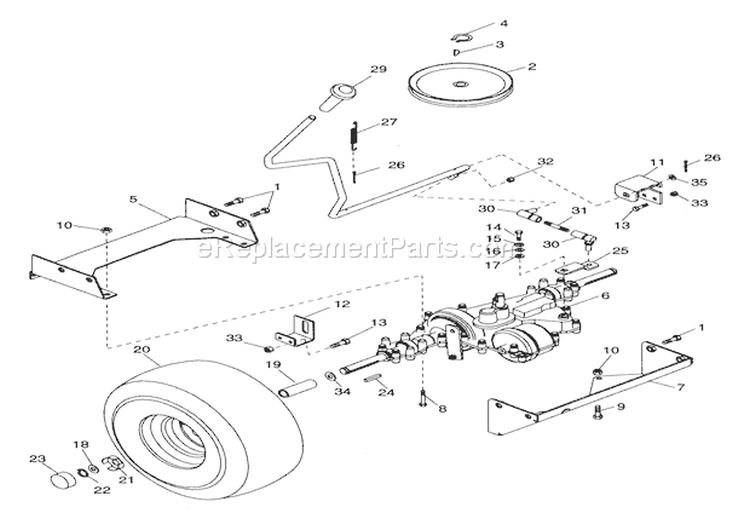 Gear Drive Diagram and Parts List for 936002 000101 Ariens Lawn Tractor