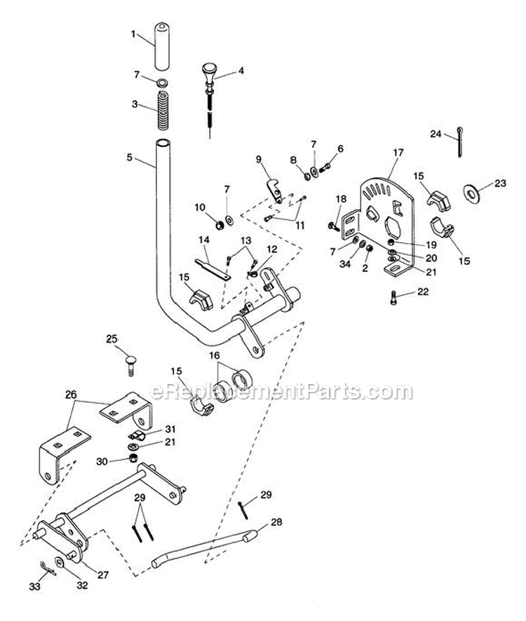 Attachment Lift Diagram and Parts List for 936006 001150 Ariens Lawn Tractor