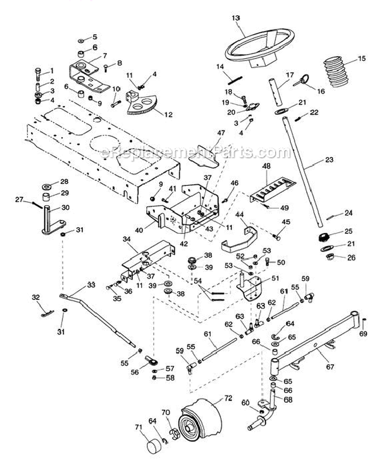 Steering Diagram and Parts List for 936006 001150 Ariens Lawn Tractor