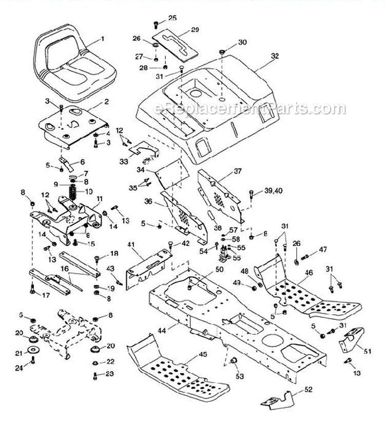 Frame & Rear Deck Diagram and Parts List for 936006 001150 Ariens Lawn Tractor