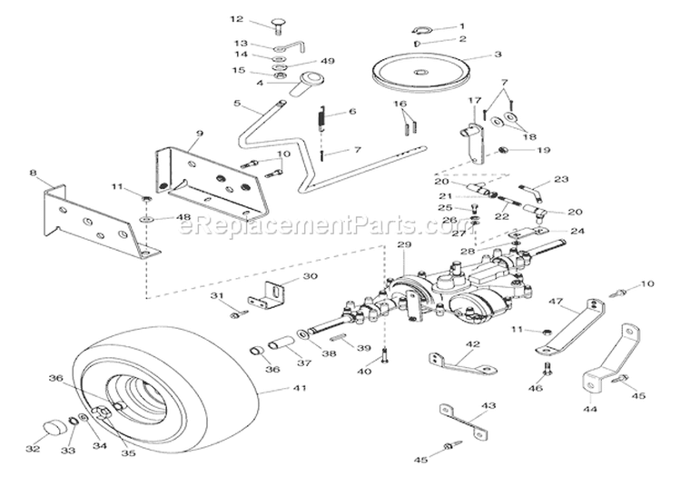 Rear Wheel & Gear Drive Diagram and Parts List for 936009 001300 Ariens Lawn Tractor