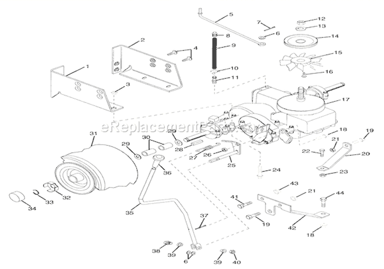 Rear Wheel & Hydro Drive Diagram and Parts List for 936010 000101 Ariens Lawn Tractor
