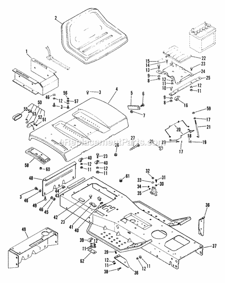 Frame And Rear Deck Diagram and Parts List for 935029 000101 Ariens Lawn Tractor