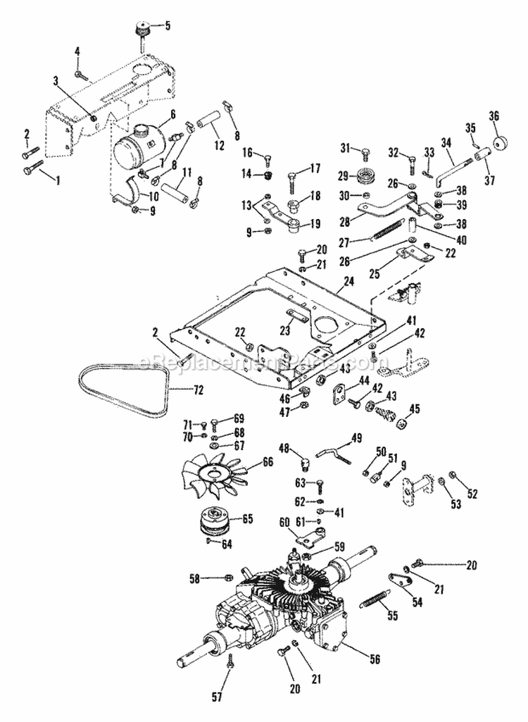 Hydro Rear Drive Diagram and Parts List for 935029 000101 Ariens Lawn Tractor