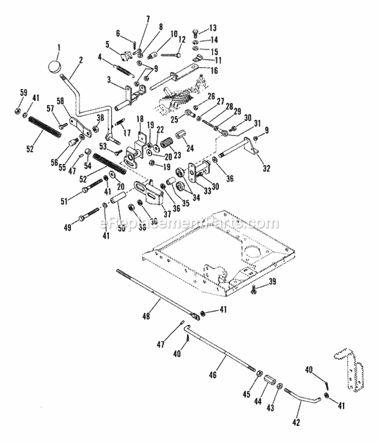 Hydro Speed Selector Diagram and Parts List for 935029 000101 Ariens Lawn Tractor