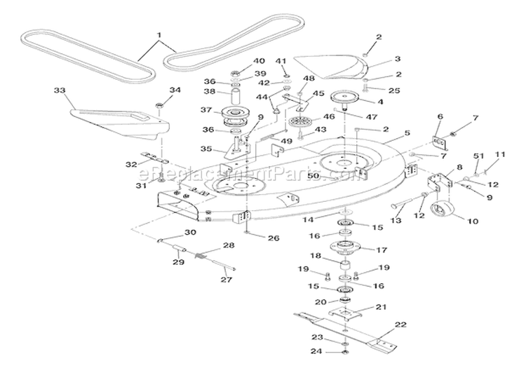 Mower Lawn Tractor, Belts And Blades - 40" Diagram and Parts List for 936034 000101 Ariens Lawn Tractor