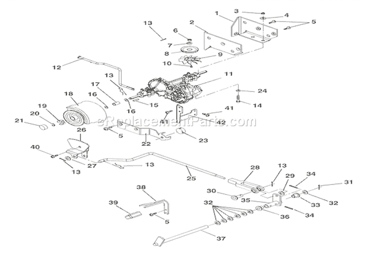 Rear Wheel & Hydro Drive Diagram and Parts List for 936034 000101 Ariens Lawn Tractor