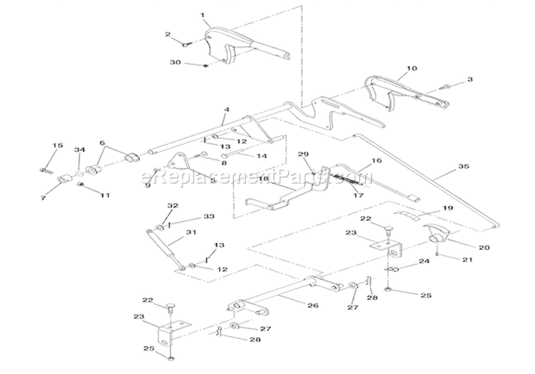 Attachment Lift Diagram and Parts List for 936033 000101 Ariens Lawn Tractor