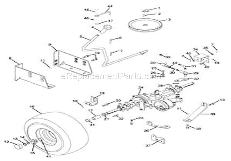 Rear Wheel & Gear Drive Diagram and Parts List for 936011 000101 Ariens Lawn Tractor