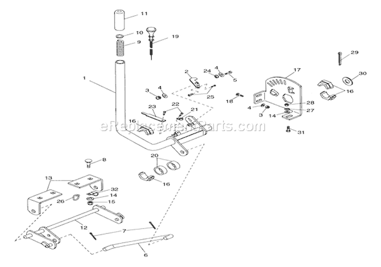 Attachment Lift Diagram and Parts List for 936002 000101 Ariens Lawn Tractor