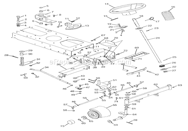 Steering Diagram and Parts List for 936008 000101 Ariens Lawn Tractor