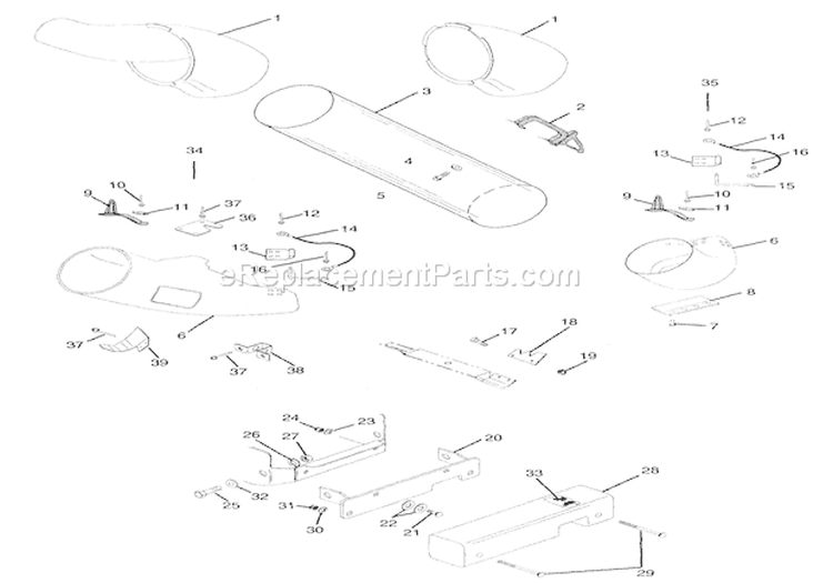 32" & 40" Bagger Vac W/Chute (Models 836002, 003) Diagram and Parts List for 936008 000101 Ariens Lawn Tractor