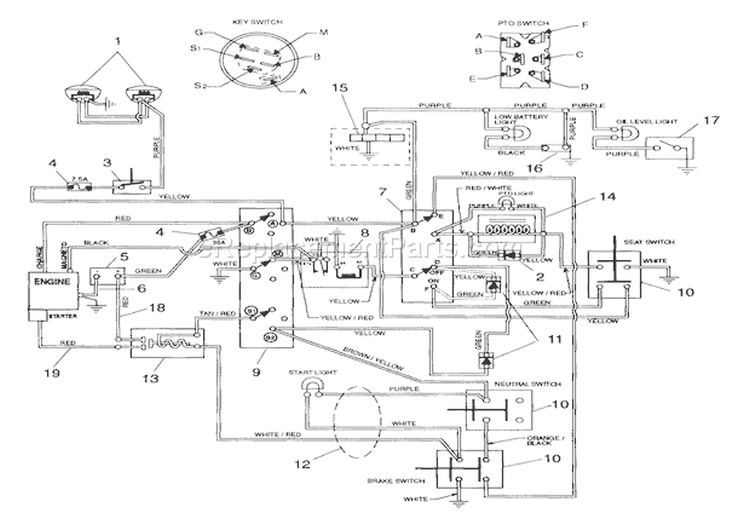 Electrical Yt150H/165H Diagram and Parts List for 936012 001800 Ariens Lawn Tractor