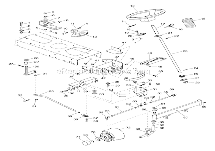 Steering Diagram and Parts List for 936013 000101 Ariens Lawn Tractor