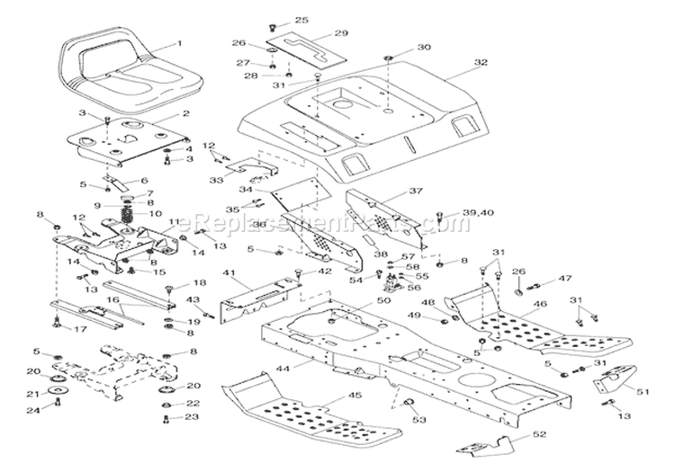 Frame & Rear Deck Diagram and Parts List for 936013 000101 Ariens Lawn Tractor