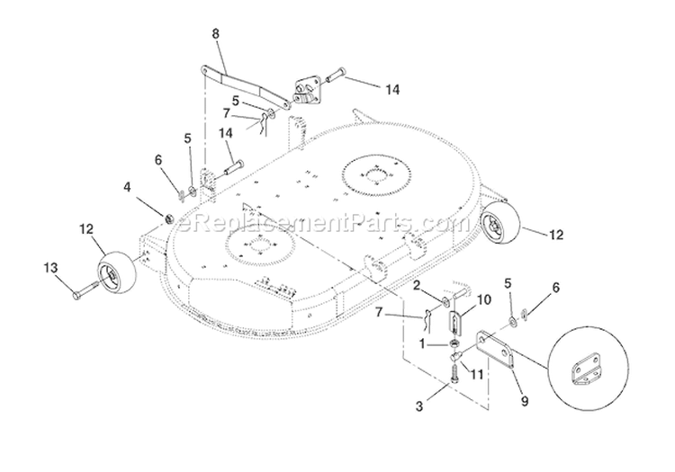 42" Mower Brackets And Rollers Diagram and Parts List for 936330 000101 Ariens Lawn Tractor