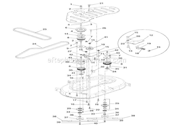 42" Mower Spindle Diagram and Parts List for 936320 000101 Ariens Lawn Tractor