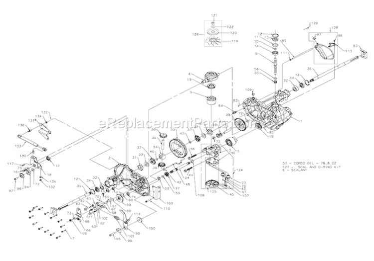 Hydro Transaxle Diagram and Parts List for 936330 000101 Ariens Lawn Tractor