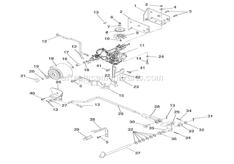 Rear Wheel & Hydro Drive Diagram and Parts List for 936330 000101 Ariens Lawn Tractor