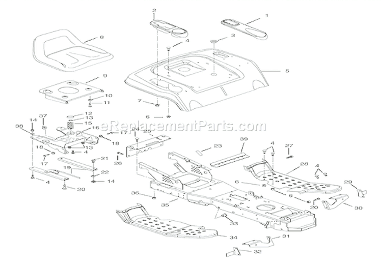 Frame & Rear Deck Diagram and Parts List for 936316 000101 Ariens Lawn Tractor