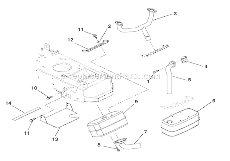 Exhaust Diagram and Parts List for 936330 000101 Ariens Lawn Tractor