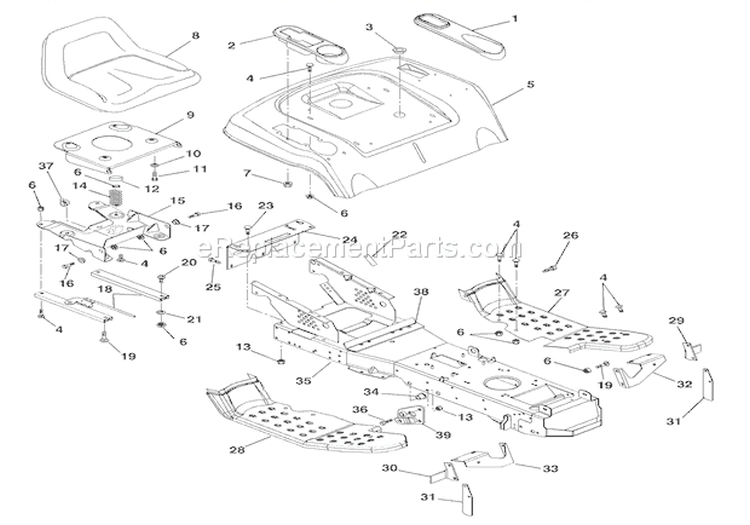Frame & Rear Deck Diagram and Parts List for 936330 000101 Ariens Lawn Tractor