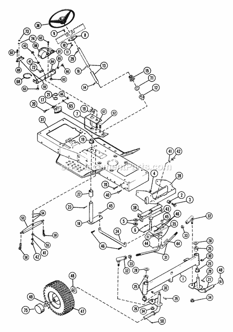 Front Axle & Steering Diagram and Parts List for 935005 000101 Ariens Lawn Tractor
