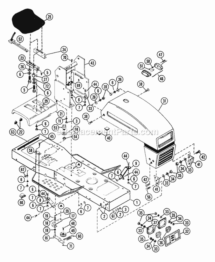 Frame Assembly Diagram and Parts List for 935003 006184 Ariens Lawn Tractor