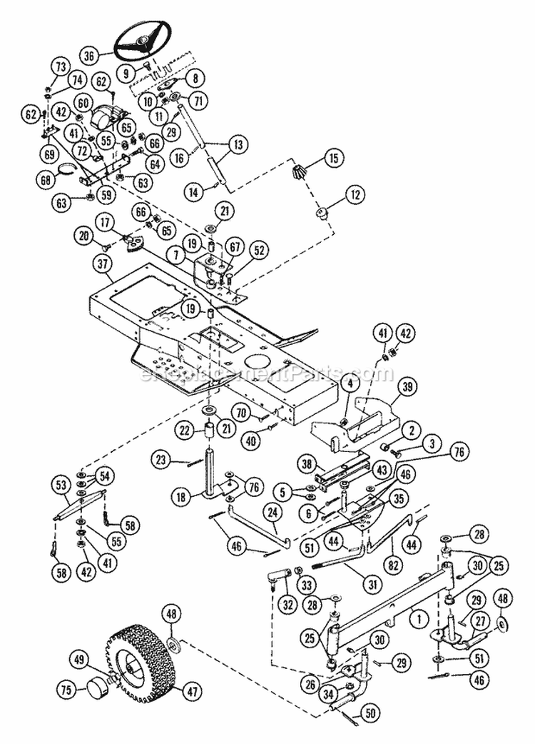 Front Axle & Steering Diagram and Parts List for 935003 006184 Ariens Lawn Tractor