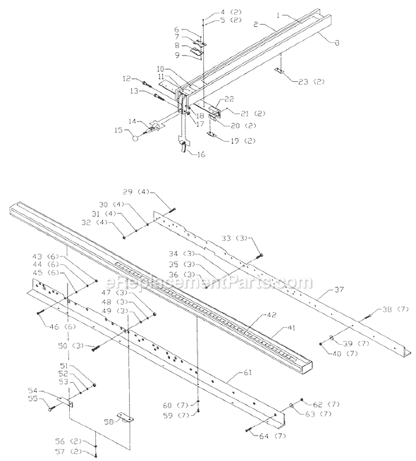 Page A Diagram and Parts List for 78-900 Type 1 Biesemeyer Table Saw Accessories