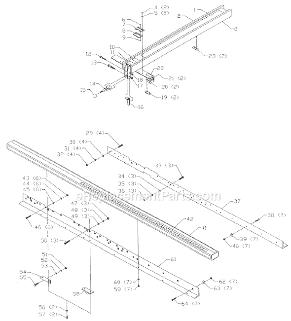 Page A Diagram and Parts List for 78-910 Type 1 Biesemeyer Table Saw Accessories