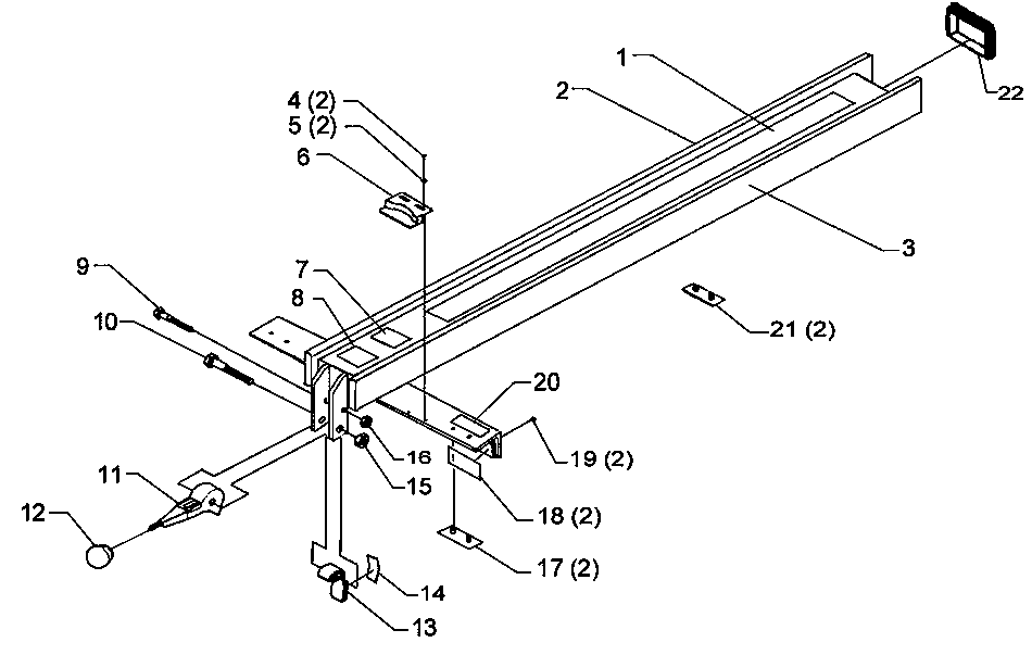 Default Diagram and Parts List for 78-921 Type 1 Biesemeyer Table Saw Accessories