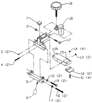 Default Diagram and Parts List for 78-992 Type 1 Biesemeyer Table Saw Accessories