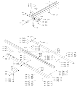 Page A Diagram and Parts List for 78-931 Type 1 Biesemeyer Table Saw Accessories