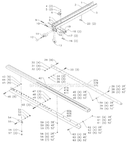 Page A Diagram and Parts List for 78-935 Type 1 Biesemeyer Table Saw Accessories